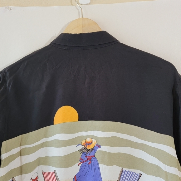 VTG DONCASTER Black Beach Lady Theme Button-Up Shirt Sz 14 Fairy Goth Artsy - Picture 6 of 12